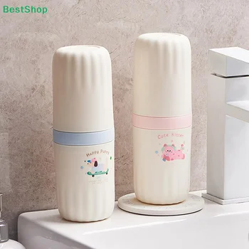 ☭ Grazioso astuccio da viaggio per spazzolino e dentifricio, contenitore portatile per spazzolino e dentifricio, bicchiere per denti e bicchiere per risciacquo.