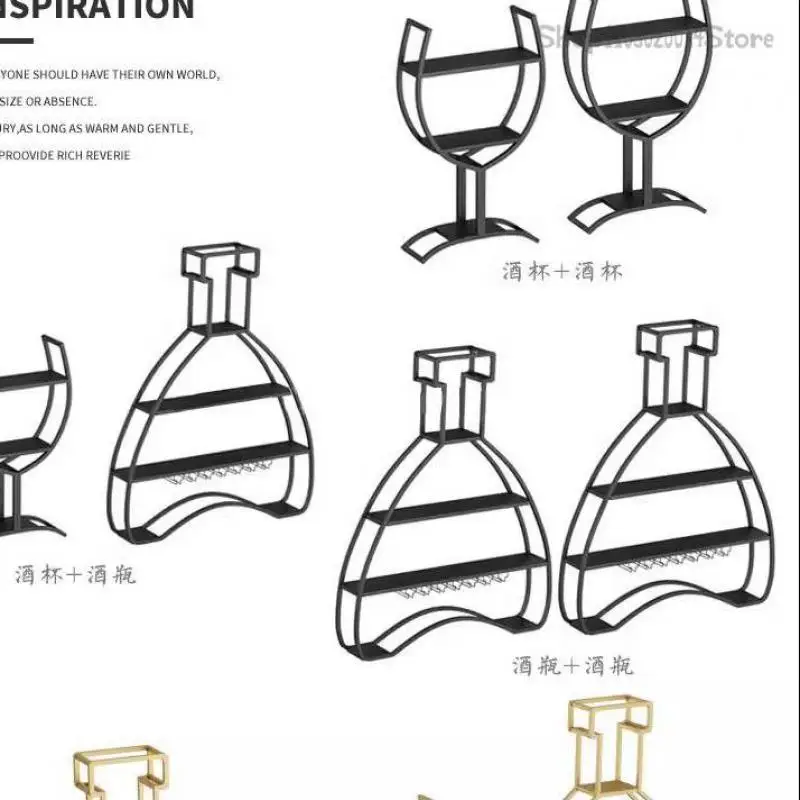 Bar Bar Counter Wine Cabinet Creative Industrial Wind Wall Hanging Wine Rack Restaurant Storage Rack Iron Display Wall
