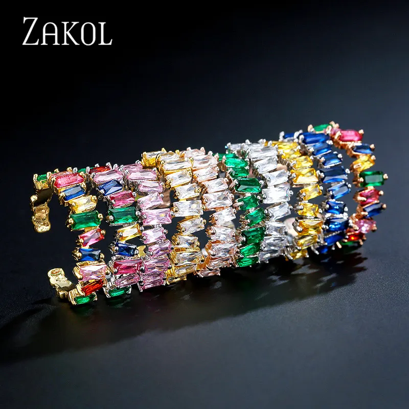 ZAKOL Korean Zircon Gold Color Open Rings for Women Rectangle Index Finger Ring Wedding Party Girl Sexy Jewelry finger ring wedding rings jewelry accessories adjustable rings wedding ring gold color ring gold color rings opening ring