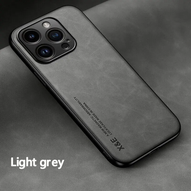 thumbnail image 1 of Sheepskin Leather Magnetic Holder Case For iPhone 15 14 13 12 11 Pro Max 13 Mini XR XS 8 7 Plus Shockproof Matte Slim Soft Cover, 1 of 5