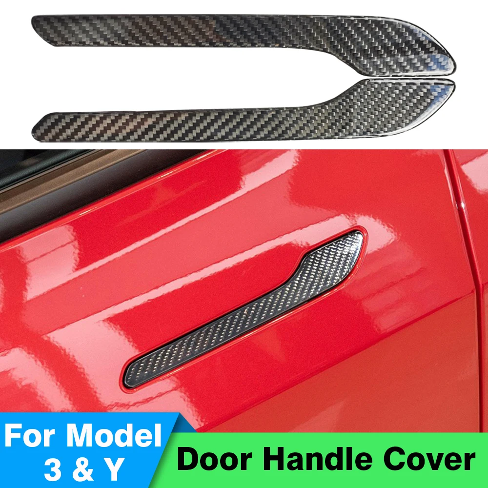 

Carbar 4PCS Door Handle Cover Sticker For Tesla Model 3 Y Carbon Fiber Exterior Decoration Protector Handle Kit Car Stickers