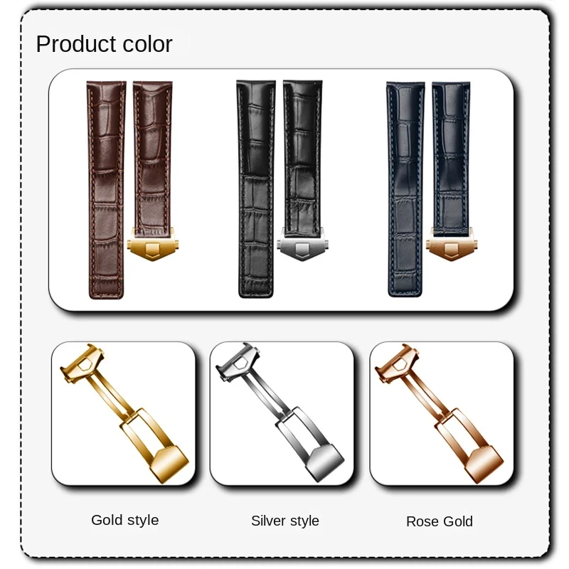 Premium Genuine Leather Blue Watch Strap, Exquisite Wristwatch Band in Multiple Sizes