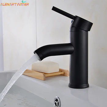 Rubinetto per lavabo nero rubinetto per vernice in acciaio inossidabile rubinetti per lavabo monocomando per bagno rubinetto per miscelatore caldo e freddo a foro singolo 1