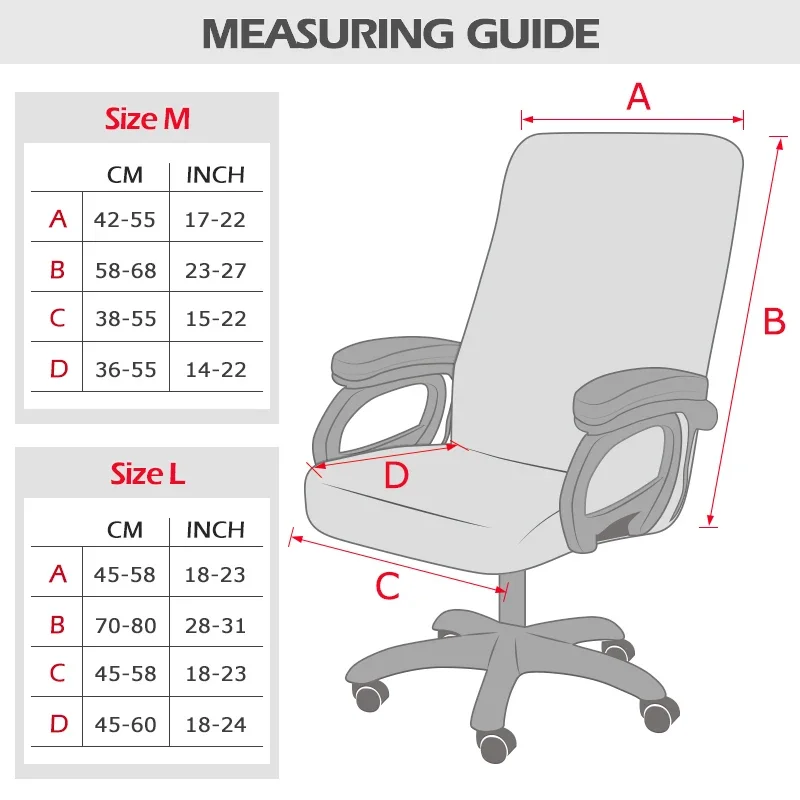 M/L Sizes Office Chair Cover Spandex Anti-dirty Removable Computer Seat Slipcovers