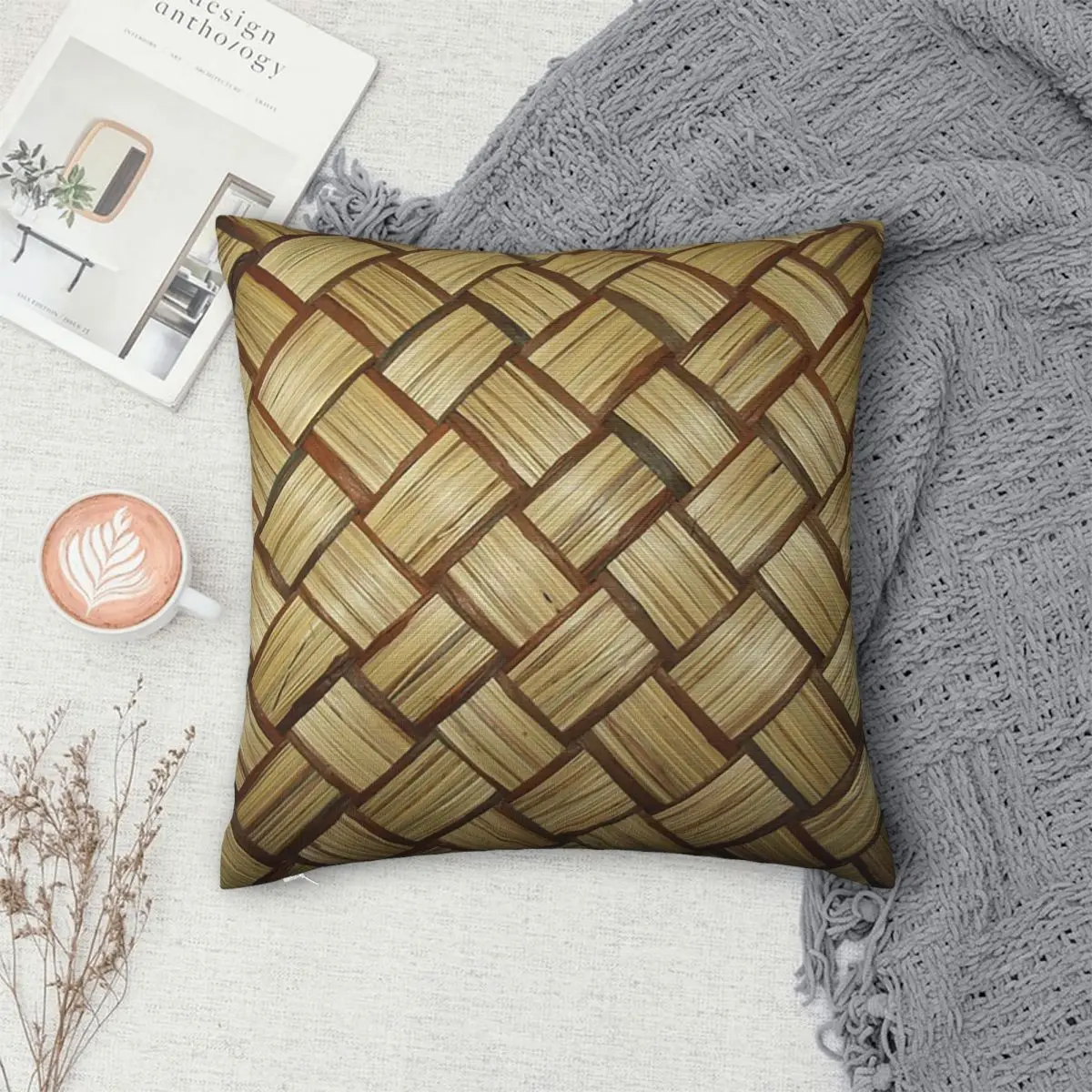 

Braided Rattan Wood Wicker Pillowcase Polyester Pillow Cover Cushion Comfort Throw Pillow Sofa Decorative Cushions Used for Home