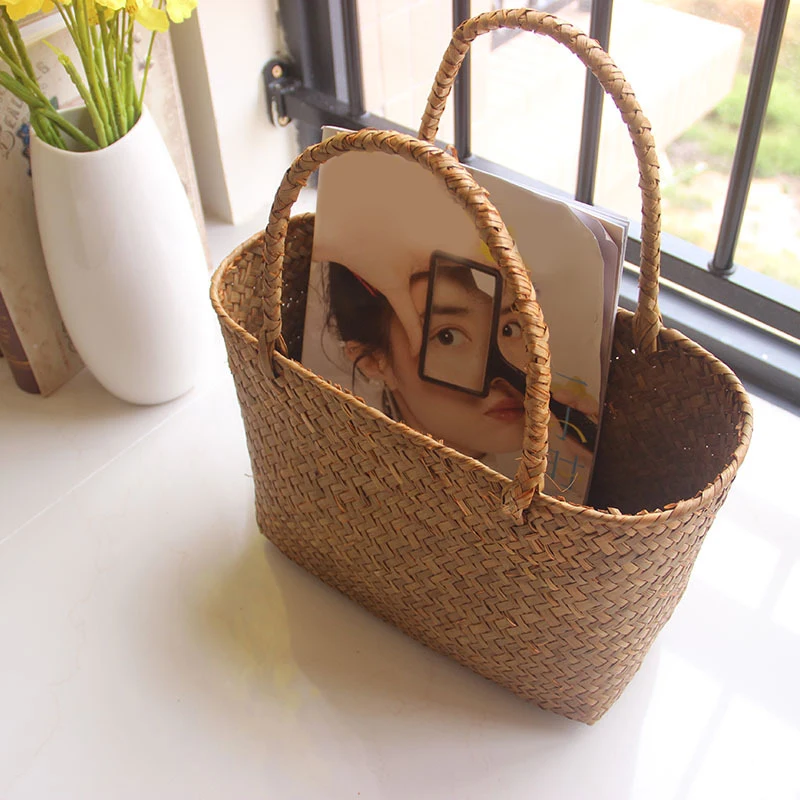 Home Shopping Basket Hand Vegetable Basket Decorative Woven Basket Flower Arrangement Basket Imitating Rattan Picnic Bag 5
