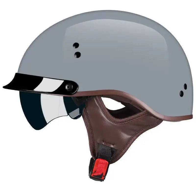 German Classic Motorcycle Half Helmet with HD Visors, Retro DOT Certification, Moto Half Helmet