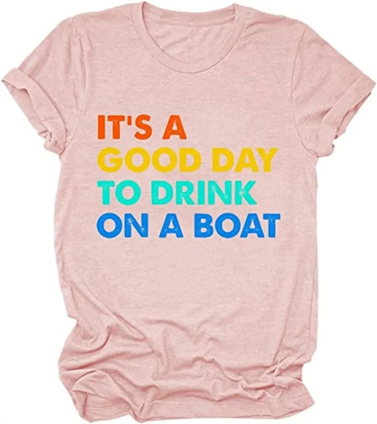 

Women Boating T-Shirt It's A Good Day to Drink on A Boat Funny Letter Graphic Short Sleeve Shirt Drinking Gift Tops