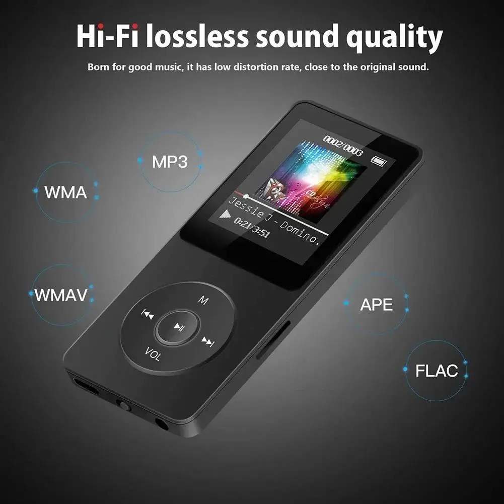 MP3 Player Bluetooth 5.4 Music Player 1.8 inch Screen with Speakers Lossless Sound Quality with Recording E-Book Video Playing