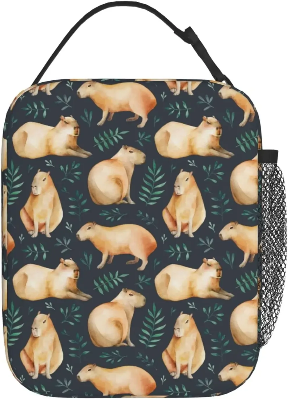 Capybaras 단열 잎 도시락 상자, 재사용 가능한 도시락 가방, 쿨러 토트, 남성 작업 사무실 피크닉 하이킹