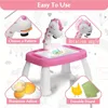 Children's projection painting table, pony shape, graffiti drawing board, electric with music, wipeable drawing board, baby earl 3