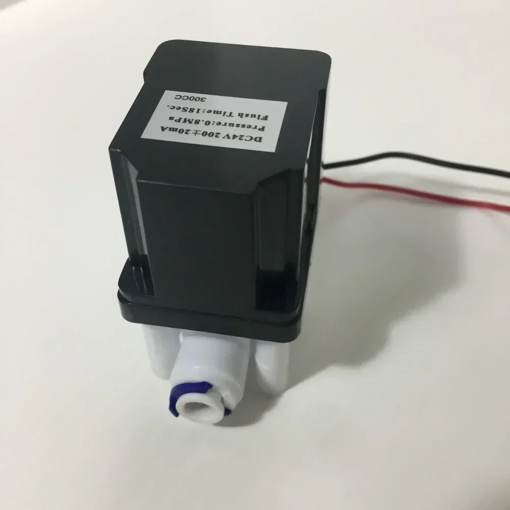 24VDC 1/4" NC Plastic Electric Water Solenoid Valve with 18s AUTO Flush Hose Connection for Quick Water Flow Control
