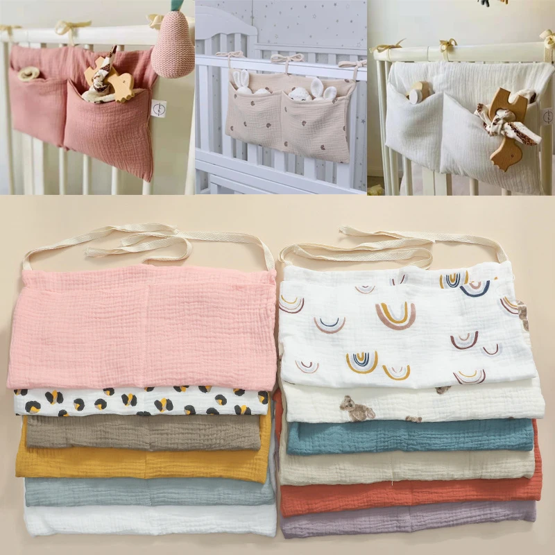 

Baby Bedside Storage Bag Crib Hanging Bag Multi-Purpose Organizer Tissue Diaper Nappy Toys Holder Pocket Printed Milk Bottle
