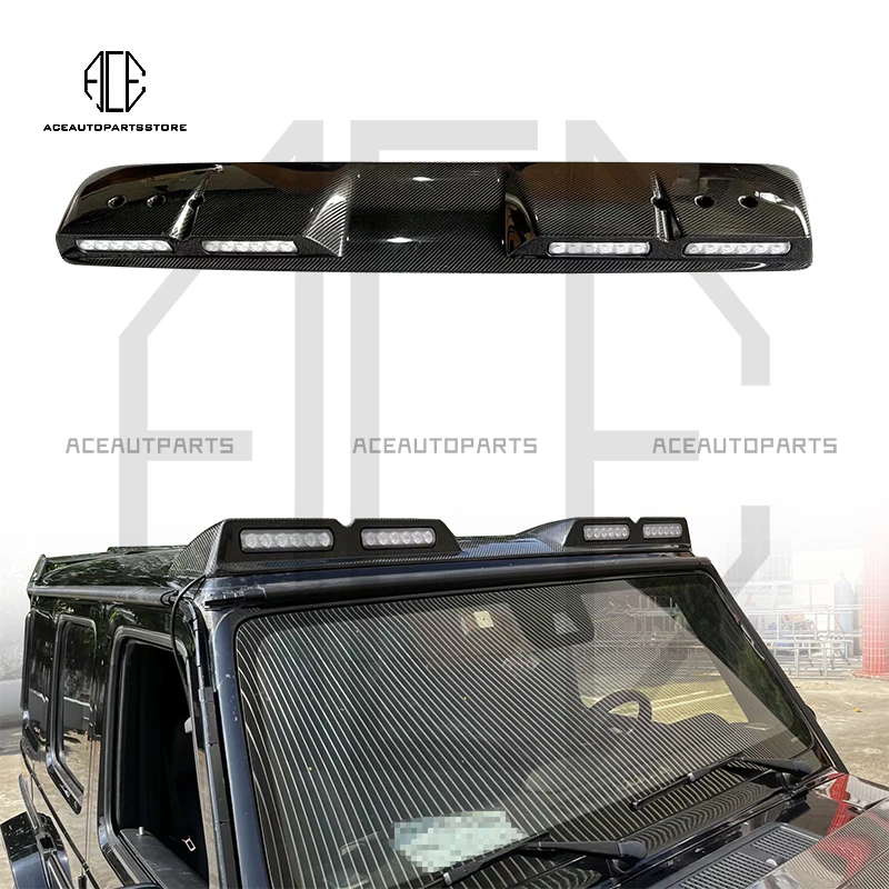 

Четыре фары стильный спойлер на крышу для Mercedes Benz G-Class W464 AMG G63 G500 сухое углеродное волокно комплект для заднего крыла