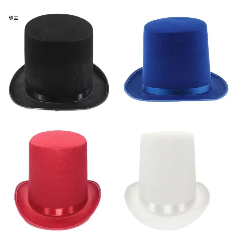 

X5QE Black Top Hat Bowler Top Hat Magician Top Hat Fancy Dress Costume Accessory
