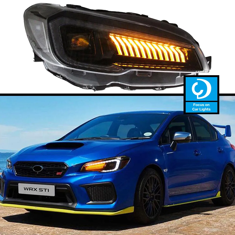 

Автомобильная передняя фара для Subaru WRX STI, фара, Стайлинг, динамический поворотный сигнал, автомобильные аксессуары в сборе, 2 шт.