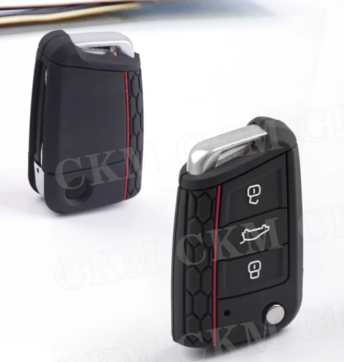 Car Accessories Silicone Car Key Cover Case for Volkswagen VW Golf 7 MK7 Car Accessories Key Cases 3 Buttons Remote Control Protector Cover