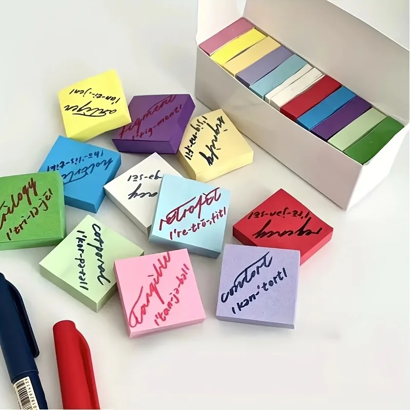 Multicolor Square Sticky Notes, Self-Adhesive Reminders for Quick Messages,11 Colors,Suitable for Office, School, and Home Use
