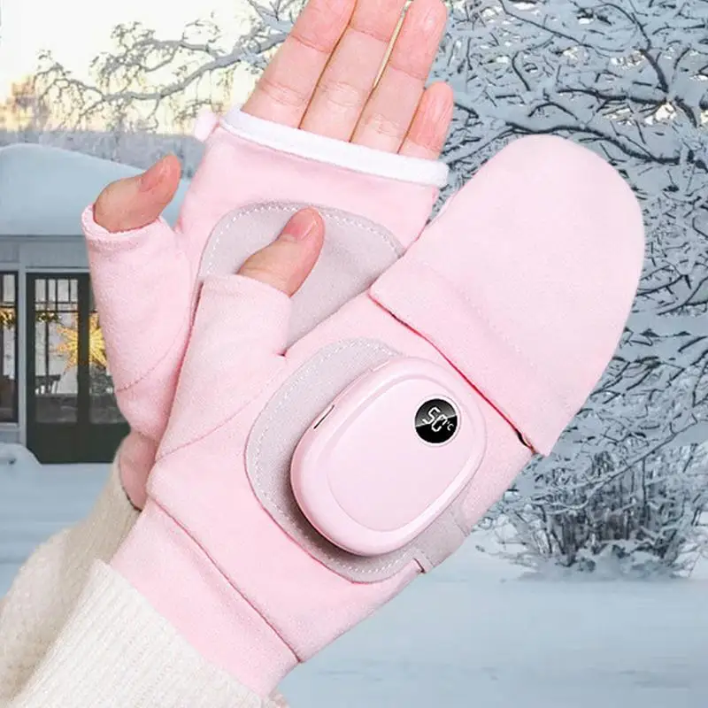 Heated Gloves For Men Men Women USB Fingerless Winter Heated Gloves USB Hand Warmer Gloves For Typing Cycling Skiing With 3 2