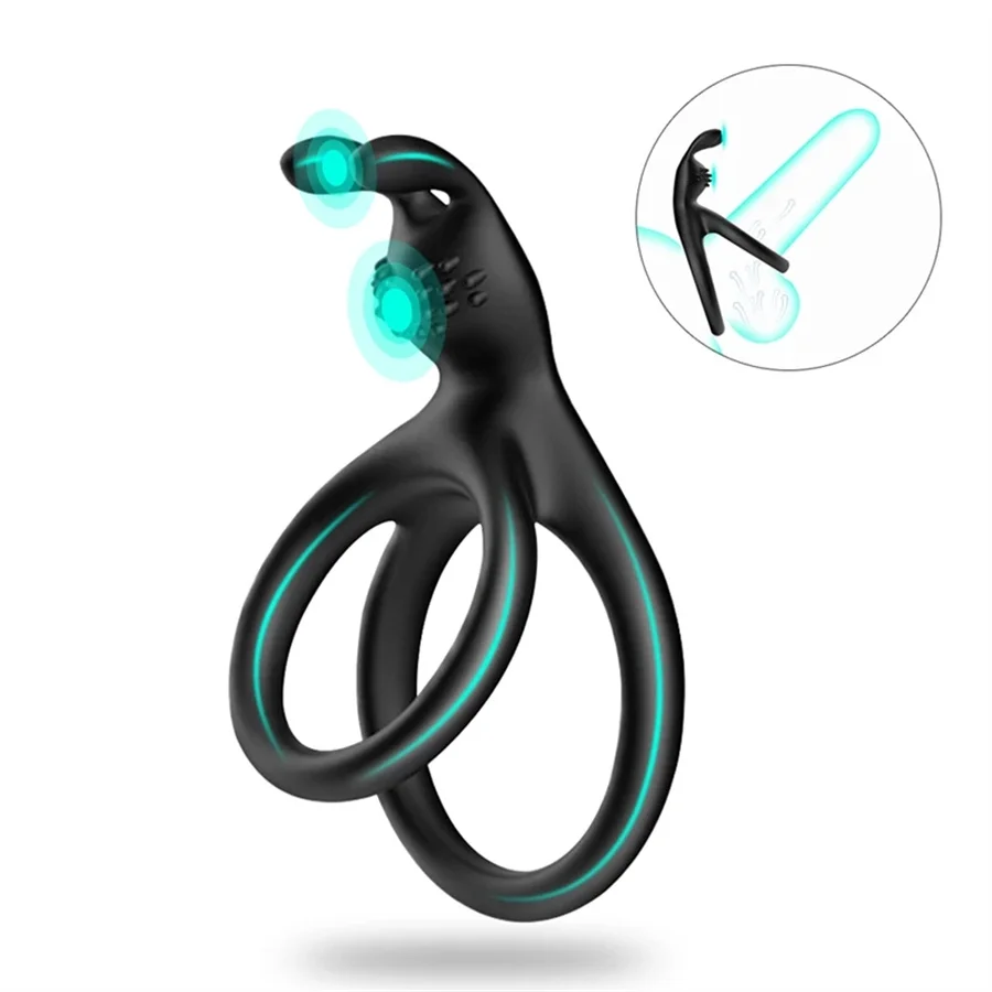 

2 In 1 Silicone Penis Ring Clitoris Stimulator Cock Ring Ejaculation Delay Erection Cockring Sex Toy For Men Adults Lock Sperm