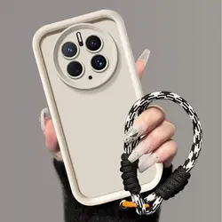 Elegant Weaving Lanyard Shockproof Phone Case with Skin Feel Protection for Huawei Mate 50 Pro (Bzgstyjt white)