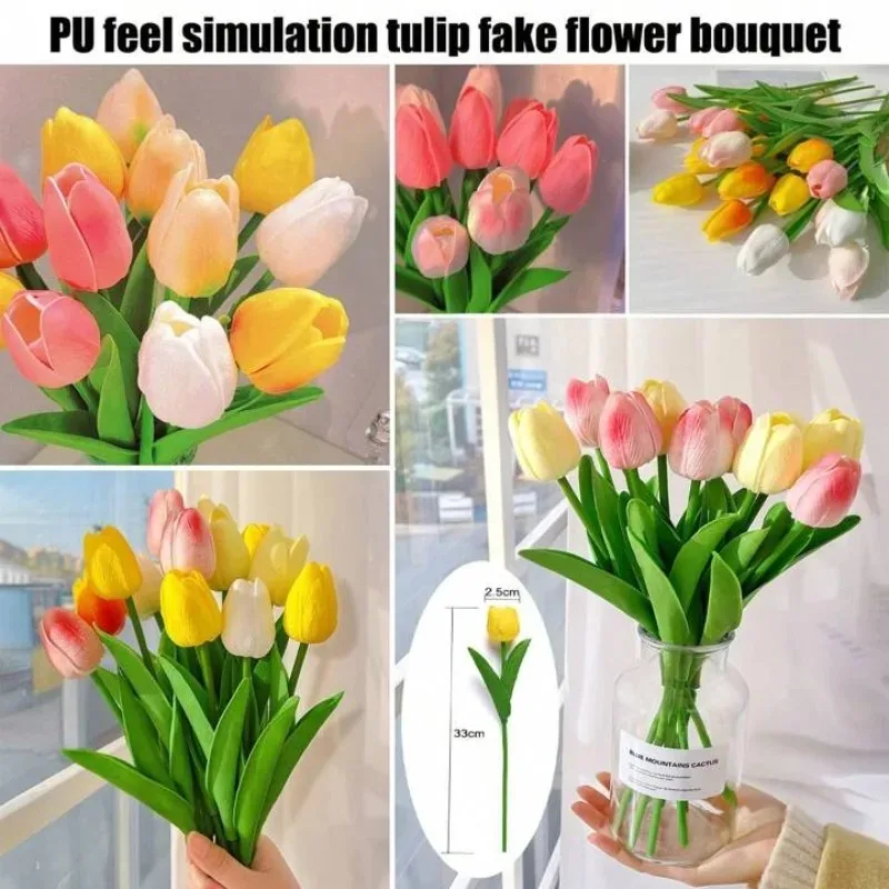 Silicone Artificial Tulips Fake Flowers for Home Decor Wedding Bouquets Bridal Party Centerpieces, and Elegant Interior Design