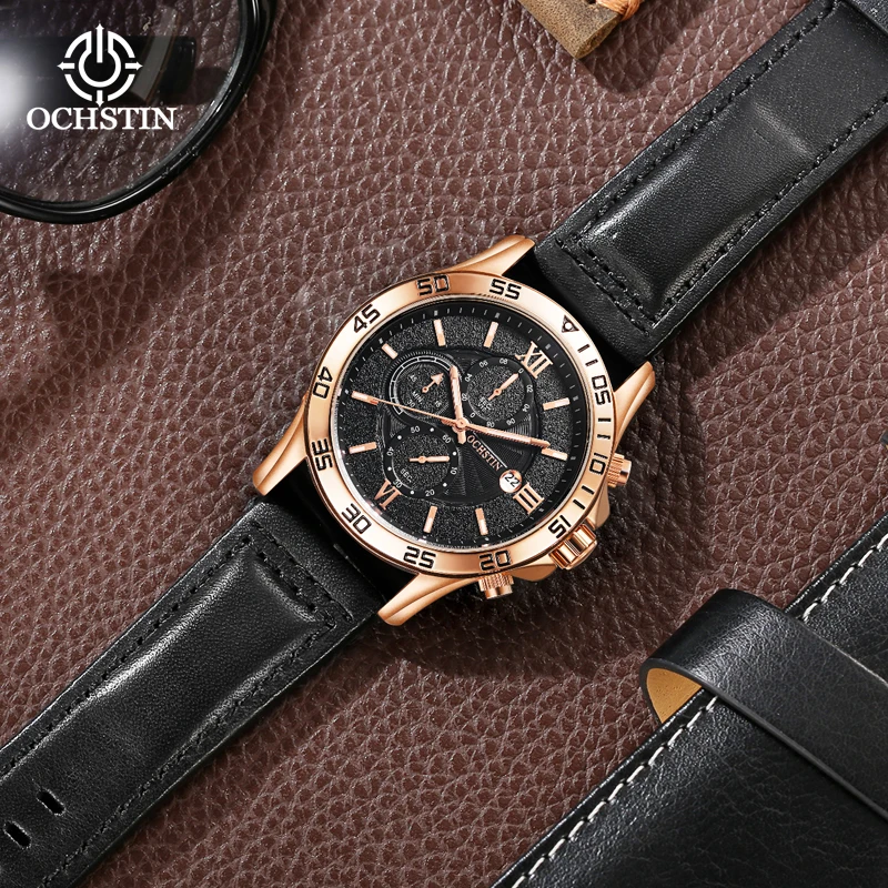 OCHSTIN NEW2023 Men's Watches Classic Roman Scale Dial Luxury Wrist Watch for Man Original Quartz Waterproof Luminous Male reloj