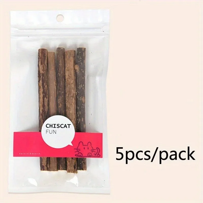 Cat Snacks Sticks 5PCS Cat Cleaning Teeth Pure Natural Catnip Cat Molar Toothpaste Stick Silvervine Actinidia Fruit Matatabi