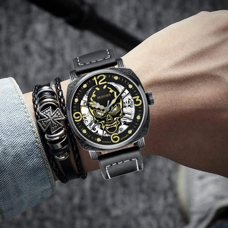 Luminous Skull Men Top Luxury Military Automatic Mechanical Male Clock Sport Waterproof Leather Wrist_voghion.com