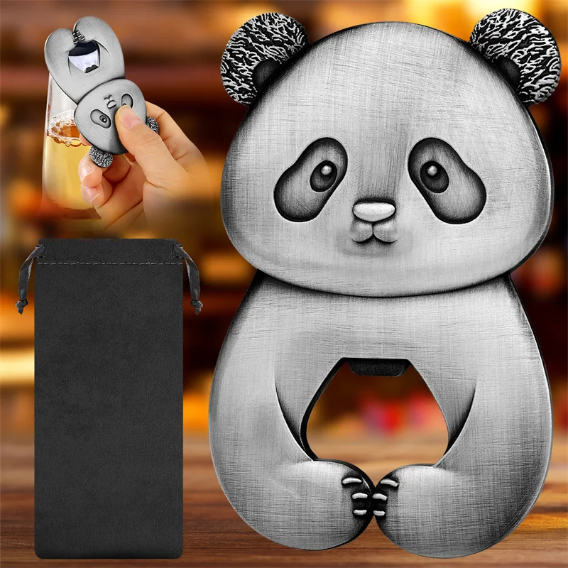 Niedlicher Flaschenöffner in Panda-Form aus Edelstahl, tragbarer Korkenzieher für Küche, Bar, Club, Hochzeit, Party, Dekoration, Geschenkset – Detail 5
