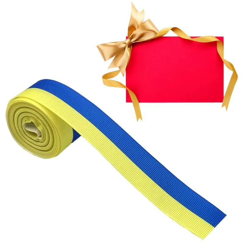 

25mm Ukrainian flag grosgrain ribbon bow diy craft accessories sewing bracelet craft materials For Hair Bows Headband Wristband