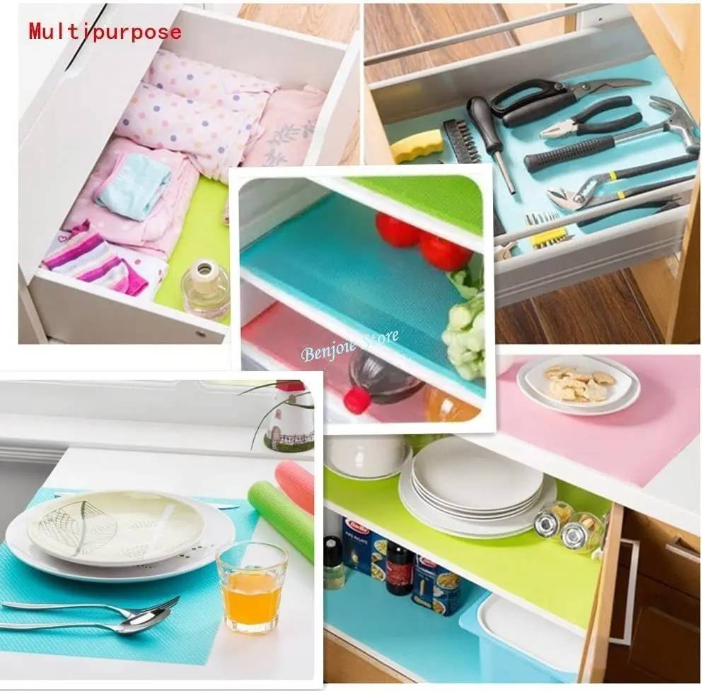 Drawer Liner for Kitchen, Shelf Liners Non Adhesive, Cabinet Liners for  Shelves, Waterproof Fridge Liners Mats Washable, Plastic Pantry Cabinet