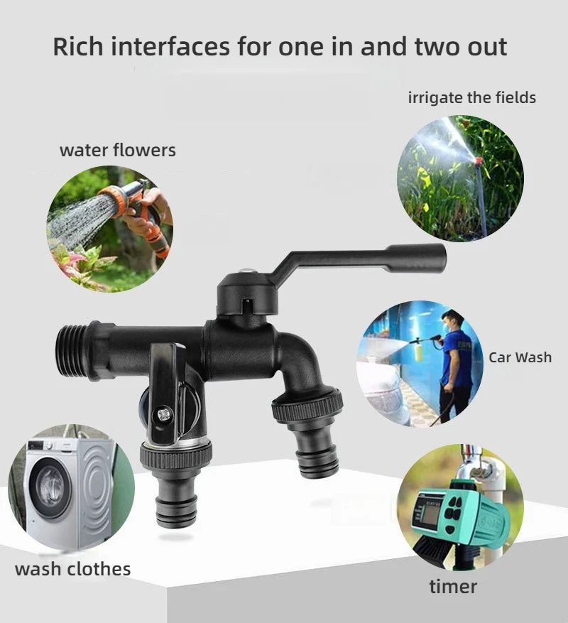 1Pcs Zinc Alloy Black Paint Faucet Kitchen Sink Single Cold Water Tap Outdoor Garden Courtyard Anti-Freeze Faucet