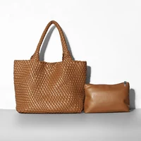Sacs à main de styliste en tricot pour femmes, sac à bandoulière simple de grande capacité en cuir PU, sacs de voyage de plage 2
