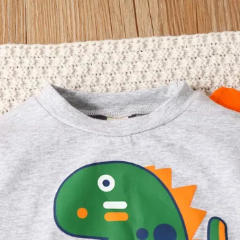2Pcs Infant Baby Boys Clothes Sets Cartoon Dinosaur Print Long Sleeve Pullovers+Pants Sets Two Piece Outfits 3 6 12 24 Months 3