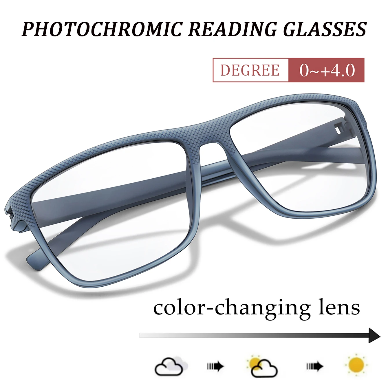 Rectangular Photochromic Reading Glasses Presbyopic Ultra-Lightweight for Middle-aged And Elderly Daily Wear