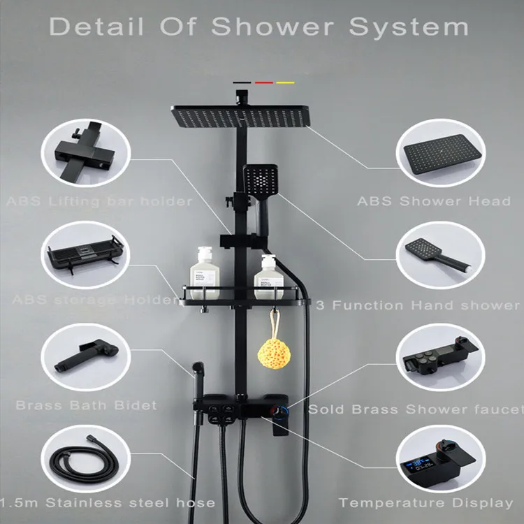 Hot and Cold Digital Shower Set Faucet Bathroom Shower System