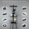 Hot and Cold Digital Shower Set Faucet Bathroom Shower System Black Gold Shower Faucet Square Shower Head  Bath Shower System 3