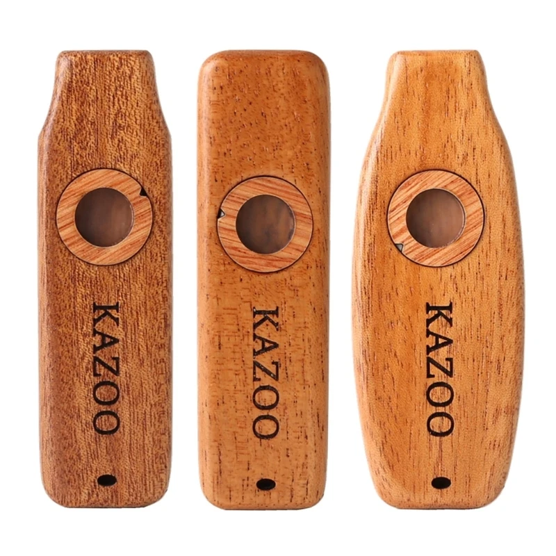 

2024 New Kazoo Mahogany Kazoo Flute Membranes Guitar Ukulele Accompaniment Harmonicon Diaphragm Mouth Music Wind Instrument