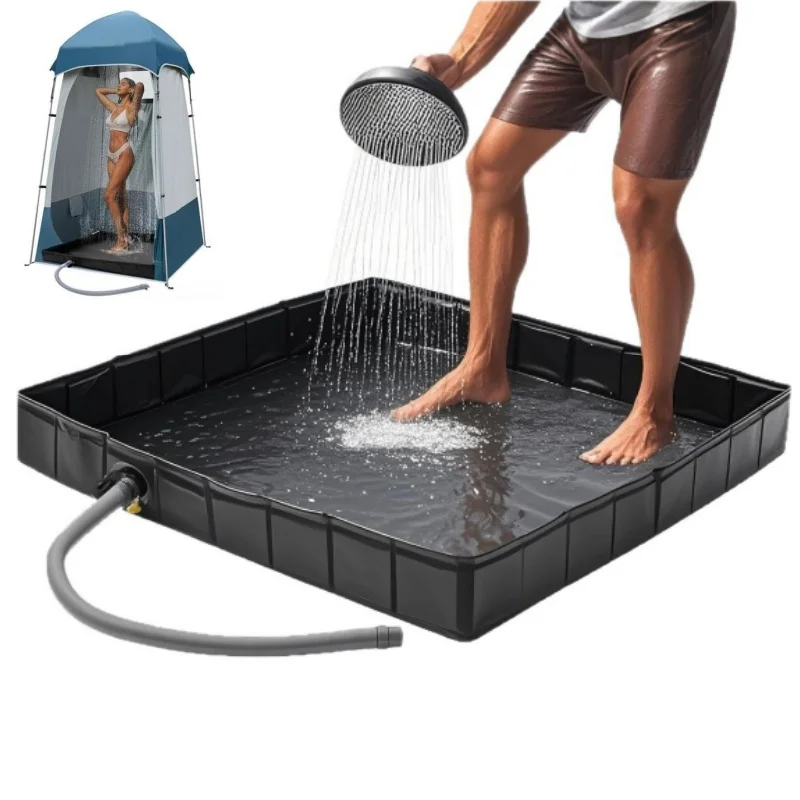 ฝักบัวอาบน้ําแบบพับได้ฐานเต็นท์กลางแจ้งCampingกันสาดถาดอาบน้ําแบบพกพาพร้อมท่อระบายน้ําฐานกันน้ําสําหรับCamping Travel 1