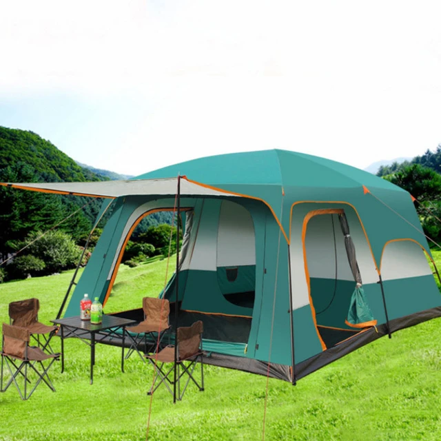 Tente de camping automatique pour l'extérieur, équipement de deux pièces,  cabane à une entrée, construction résistante au vent et à la pluie -  AliExpress