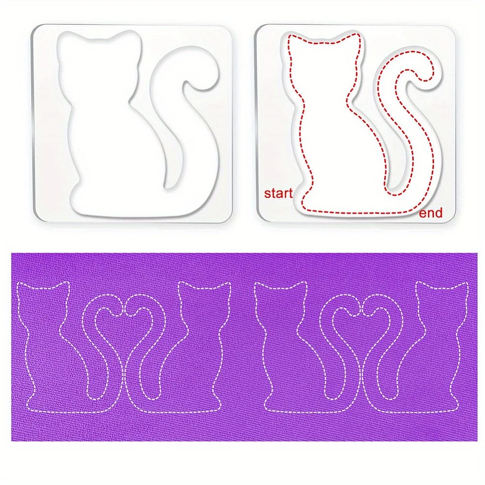 4PCS 아크릴 퀼팅 템플릿 키트 고양이 나비 발자국 바느질 DIY 퀼팅 자 가죽 절단 도구 수제 공예용