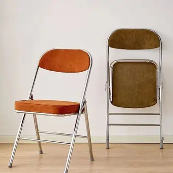 INS 스타일 침실 메이크업 의자, 빈티지 코듀로이 인테리어 접이식 의자, 식사 의자, 사무실 의자