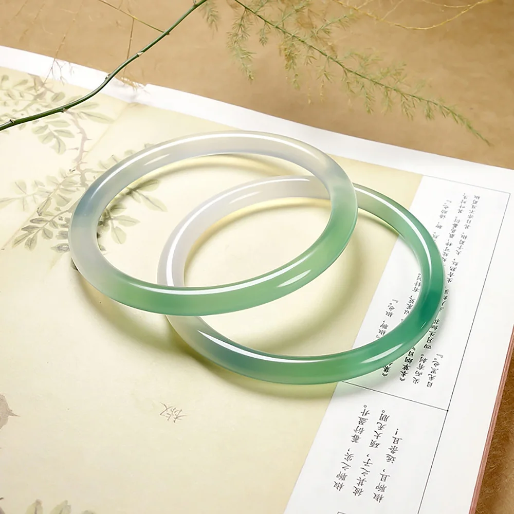 

Natural Jade 6mm Bracelet Green Chalcedony Round Women's Bangle Fine Jewelry Accessories Gifts For Girlfriends Free Shipping