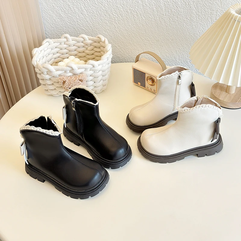 Cotton Lace Ankle Boots for Girls Winter Wedding Party