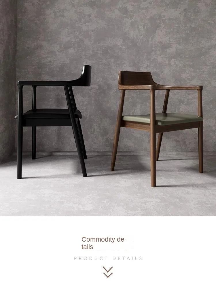 Description Picture 5 of itemJOYLIVE Nordic Solid Wood Dining Chair Light Luxury White Wax Wood Living Room Chairs Modern Simple Leisure Armchair Furniture