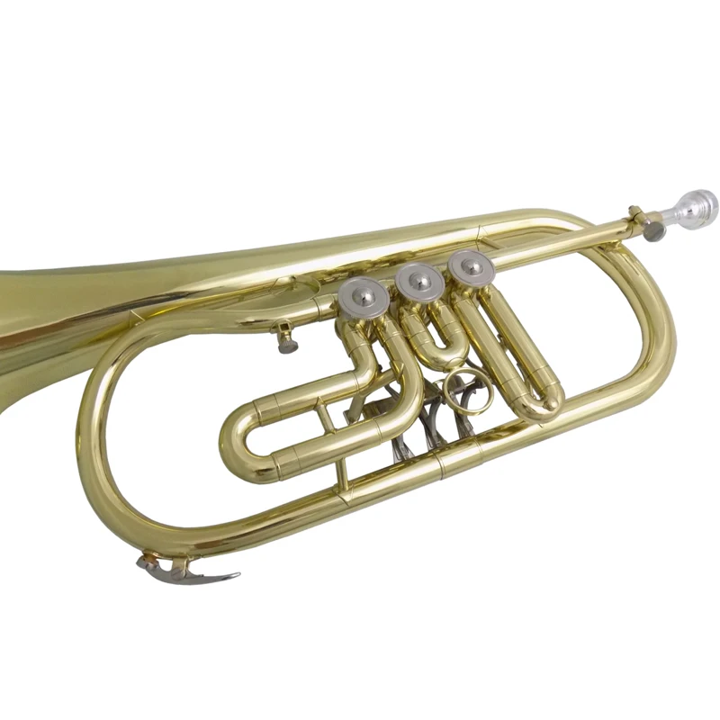 Bb Rotary Flugelhorn Musical Instruments Yellow Brass Material Lacquer Surface with Case Mouthpiece