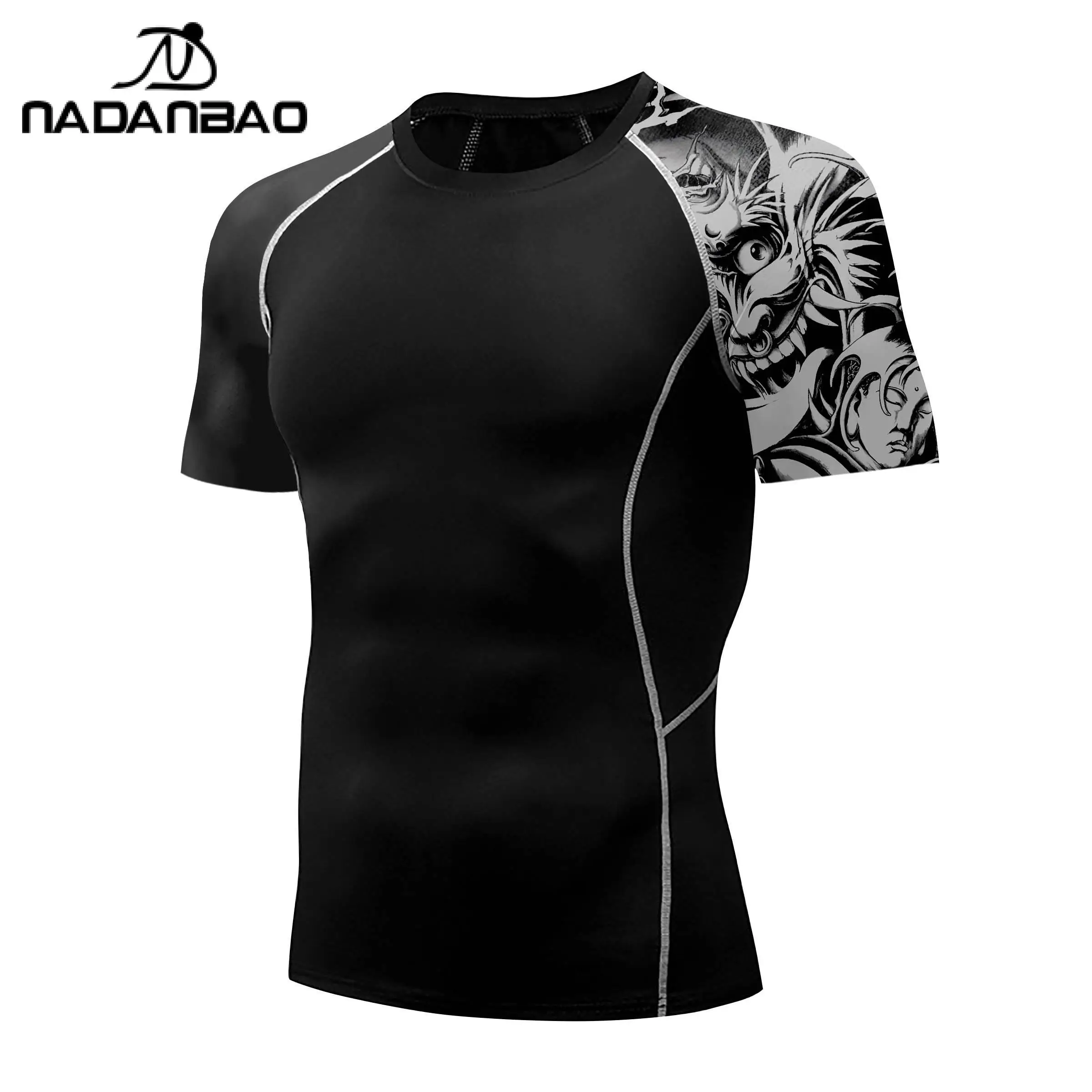 Nadanbao Men Fitness Swimsuits T-Shirt Gym Slim Beach Swimwear Black Fashion Short Sleeve Casual Surfing Wetsuit Beachwear Tops