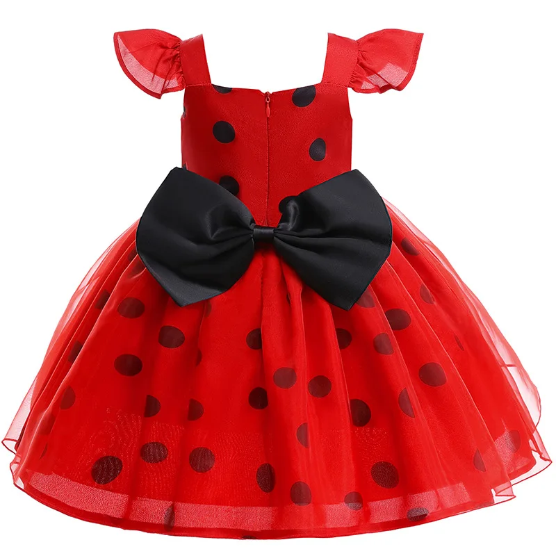 Toddler Girl Halloween Cosplay Ladybug Costume Wing Carnival Hero Girl Dot Print Princess Masquerade Party Performance Dress Girls Dress,Baby Girl Dress