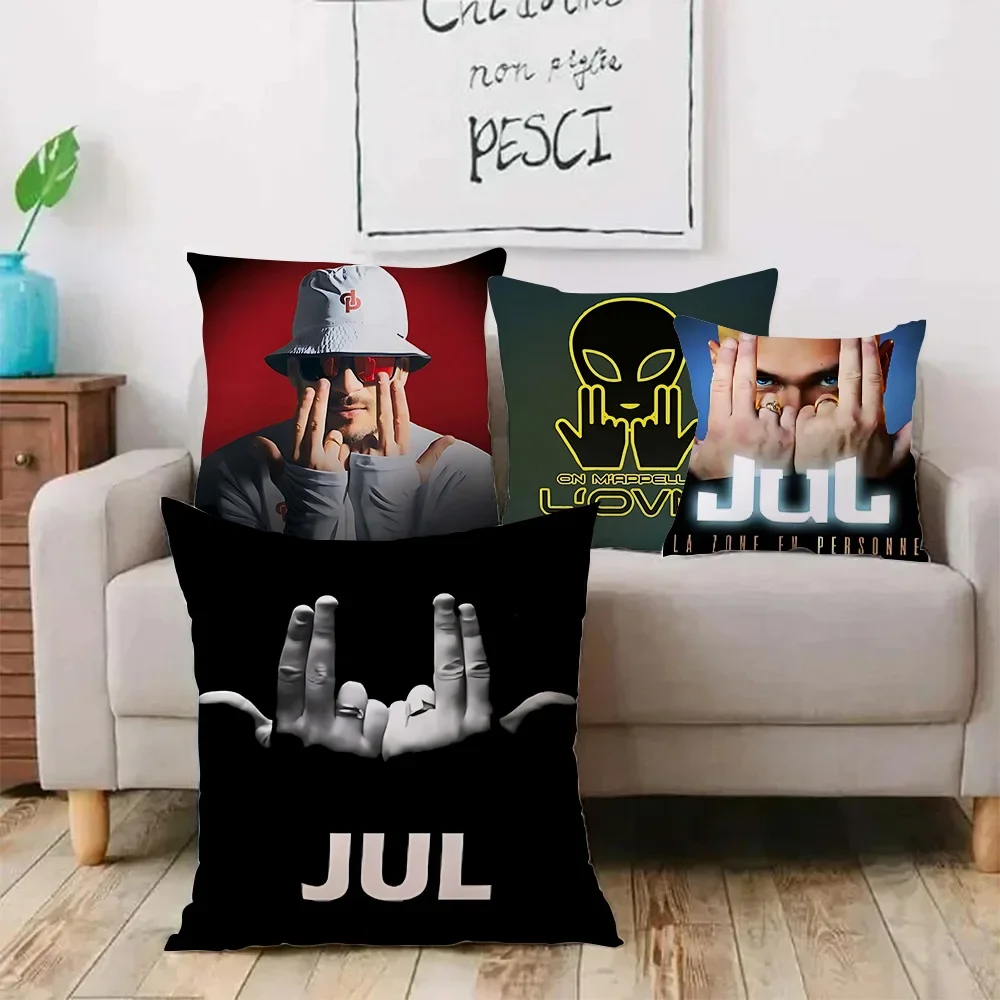 Rapper JuL C'est Pas Des Lol Pillow Covers Cartoon Sofa Decorative Home Double-sided Printing Short Plush Cute Cushion Cover